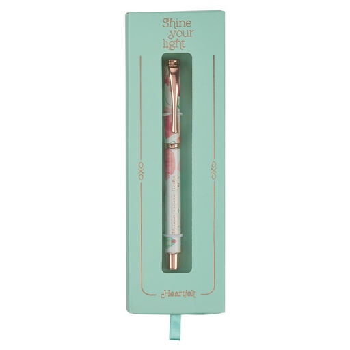 [HFPEN309] Gift Pen Shine Your Light Coral Poppies w/Gift Box
