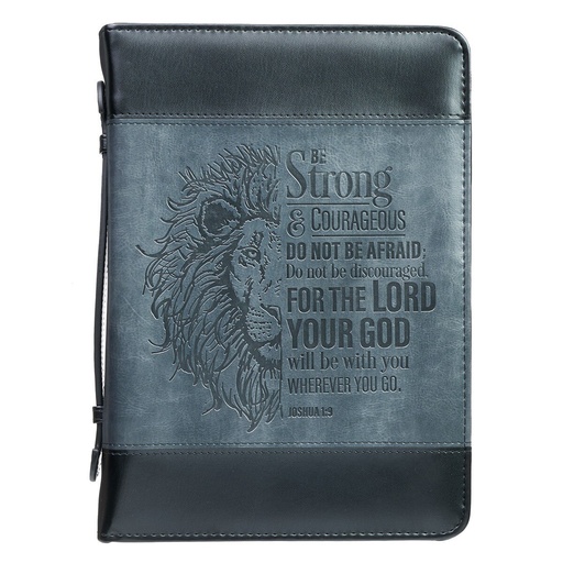 [BBM650] Bible Cover LuxLeather Be Strong Lion Medium - Joshua 1:9