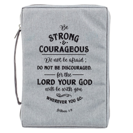 [BBL662] Bible Case Canvas Large Be Strong & Courageous Grey