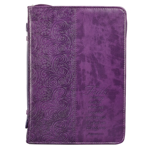 [BBXL351] Bible Case LuxLeather X-Large Faith Purple - Hebrews 11:1