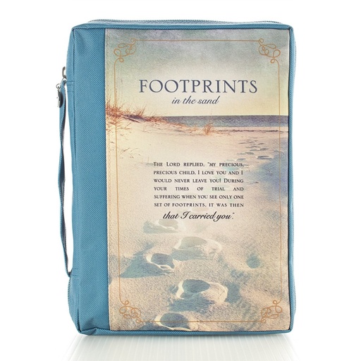 [BBXL597] Bible Case Canvas Extra Large Footprints Teal