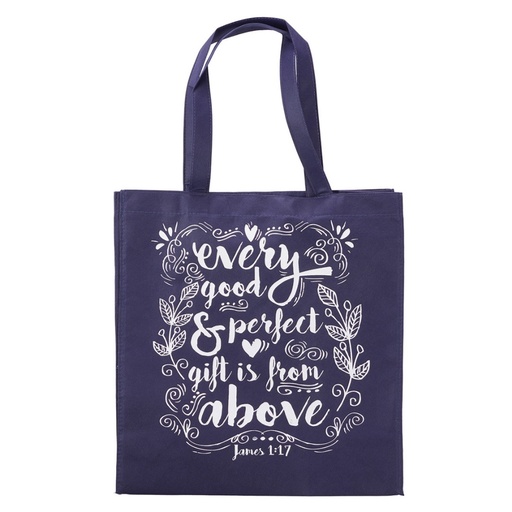 [TOT090] Tote Bag Every Good & Perfect Gift Purple/White - James 1:17