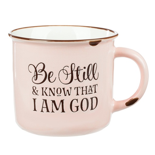 [MUG566] Mug Camp Style Be Still and Know Pink/White - Psalm 46:10