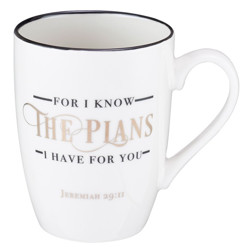[MUG562] Mug For I Know The Plans White/Black/Gold Jeremiah 29:11