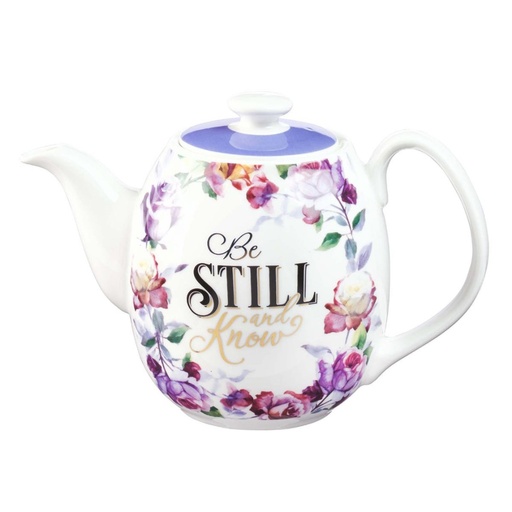 [TEA002] Teapot Be Still and Know Purple Floral