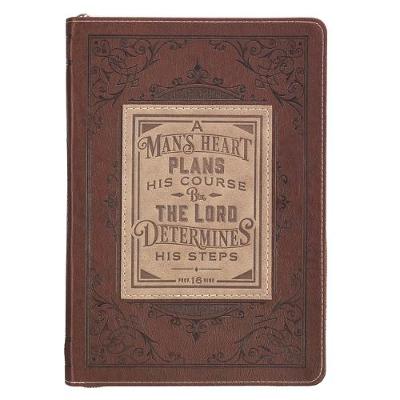 [JL383] Journal Classic Man's Heart Brown Luxleather