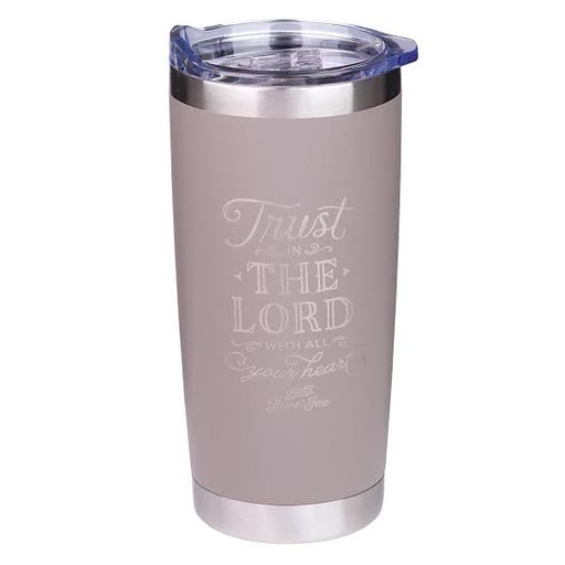 [SMUG191] Tumbler Trust in the Lord Taupe Stainless Steel
