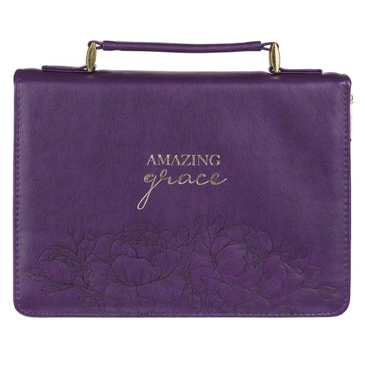 [BBL689] Bible Cover Amazing Grace Purple Large Luxleather