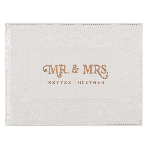 [GST39] Guest Book Medium Mr & Mrs White Luxleather