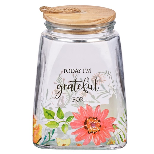 [JAR001] Gratitude Jar Today I'm Grateful For Glass Floral