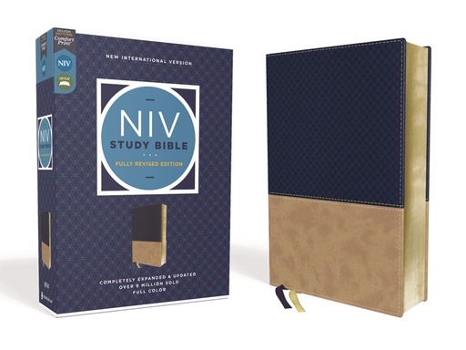 [9780310448990] NIV Study Bible Fully Revised Edition Navy/Tan I/L