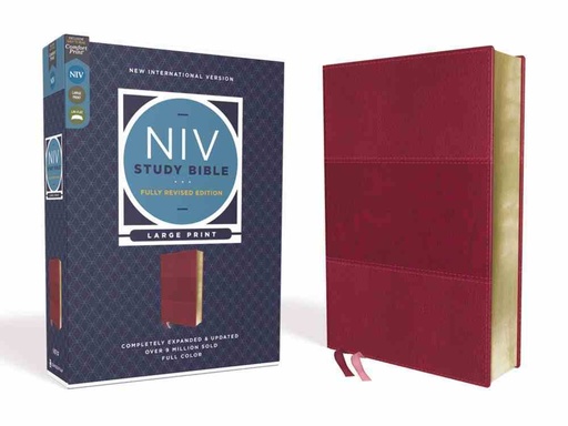 [9780310449201] NIV Study Bible Fully Rev Ed Large Print Burgundy I/L