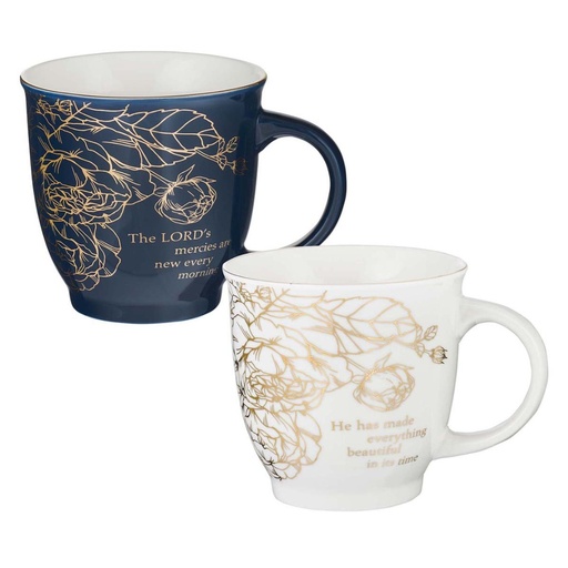 [MUGS21] Mug A Beautiful Morning Bue & White 2/Set