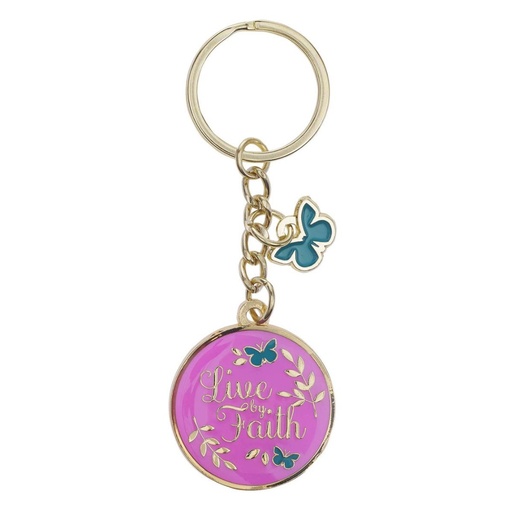 [KMO094] Keyring Live By Faith Purple Metal