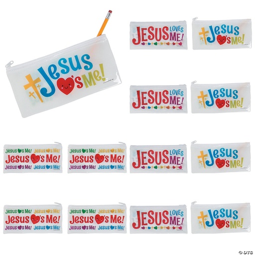 [13784426SINGLE] Pencil Case Jesus Loves Me Vinyl Assorted Single