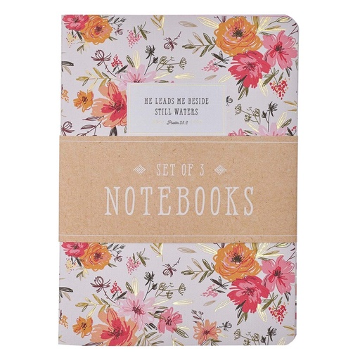 [NBS039] Notebook Set Blessed Pink Floral Stripes (Set Of 3)