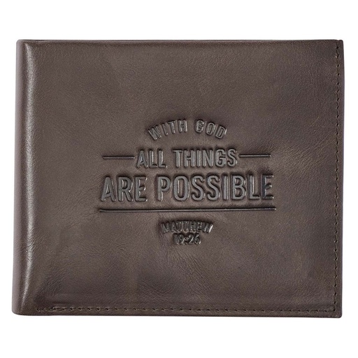 [WT135] Wallet All Things Are Possible Brown Genuine Leather
