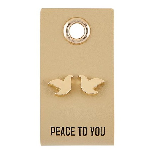 [G4116F] Earring Dove Peace To You Leather Tag