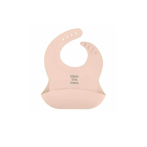[L2381] Silicone Bib Bless This Mess Pink