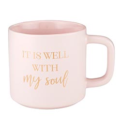 [J1370] Mug It Is Well Blush Pink Stoneware