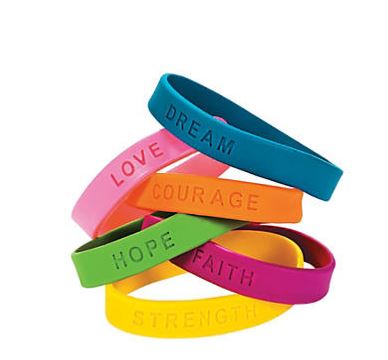 [24/1653PACK] Bracelet Silicone Inspirational Sayings 24 Pack