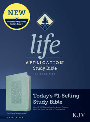 [9781496439758] KJV Life Application Bible 3rd Ed Floral Teal I/L