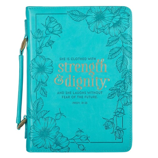 [BBXL712] Bible Case Extra Large Strength & Dignity Teal