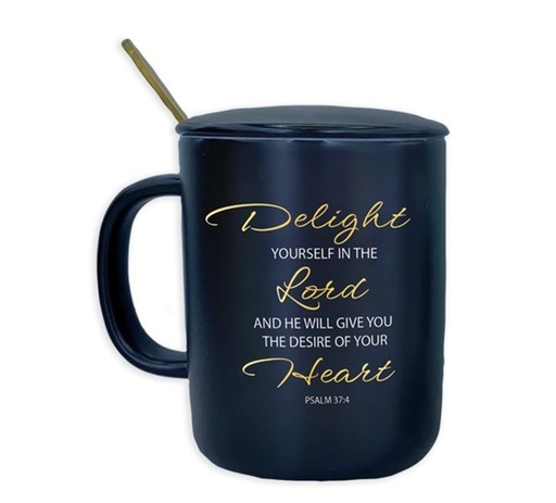 [GEMG5946-KM] Mug Delight Yourself In The Lord Black w/Cover