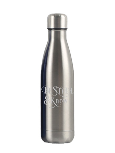 [GEWB54447-KM] Water Bottle Be Still & Know Silver SS