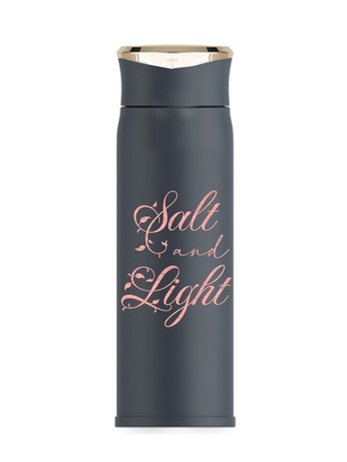 [GEWB5453-KM] Flask Bottle Salt and Light Black w/Gold Lid SS