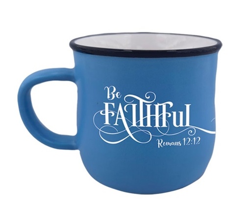 [GEMG5936-KM] Mug Be Faithful Romans 12:12 Blue Ceramic