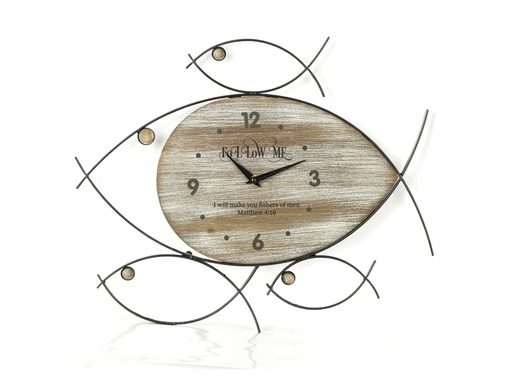 [GEWC5503-KM] Clock Follow Me Fish Iron MDF