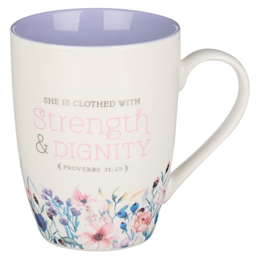 [MUG842] Mug She Is Clothed With Strength & Dignity Purple