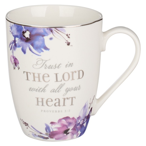 [MUG841] Mug Trust In The Lord Purple Floral