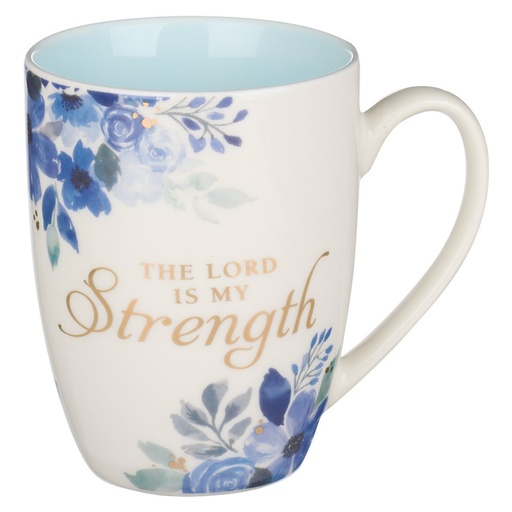 [MUG843] Mug Lord Is My Strength Blue Floral
