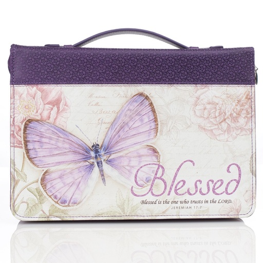 [BBXL602] Bible Cover Extra Large Blessed Butterfly Purple