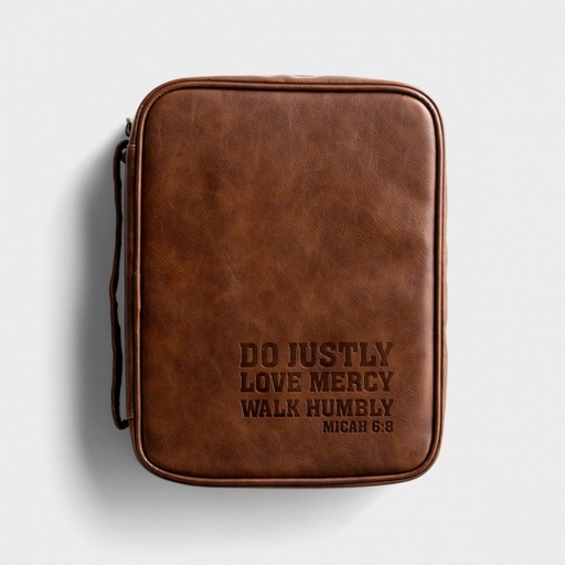 [J7420] Bible Case Large Micah 6:8 Brown Faux Leather (IOS)