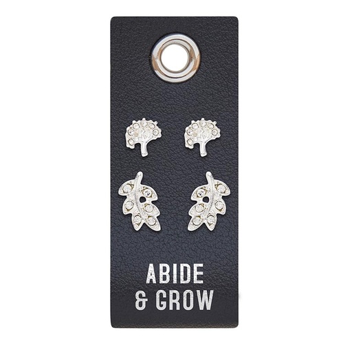 [L5940F] Earring Stud Set Abide & Grow Leather Tag