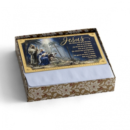 [J8852] GC: Christmas Boxed Jesus Nativity (Dark Blue)