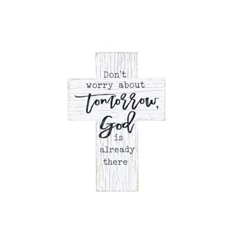 [J5894F] Wall Cross Don't Worry About Tomorrow Wood