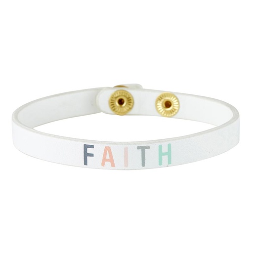 [J5721] Bracelet Faith Leather Snap