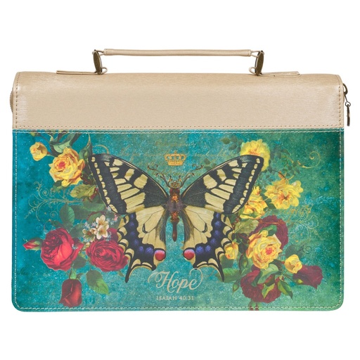 [BBM779] Bible Case Medium Hope Butterfly Teal Faux Leather