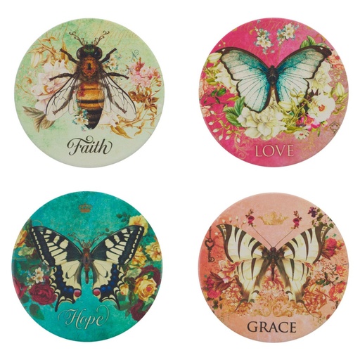[COA018] Coaster Set Secret Garden Ceramic 4/Set