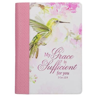 [JL727] Journal Classic Zip Pink My Grace Is Sufficient Pink