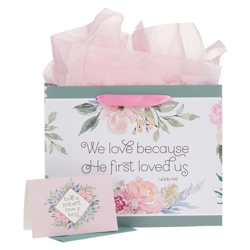 [GBA391] Gift Bag He First Loved Us Large w/Card