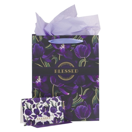 [GBA386] Gift Bag Blessed Purple Tulip Large w/Card
