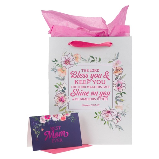 [GBA384] Gift Bag Bless You and Keep You Pink Large w/Card
