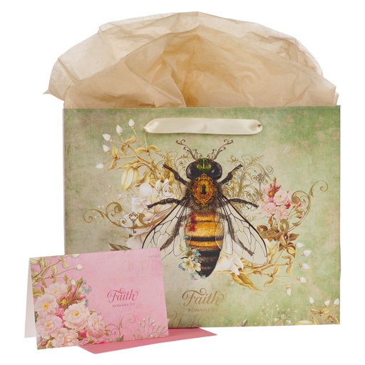 [GBA367] Gift Bag Faith Bee Green Large w/Card