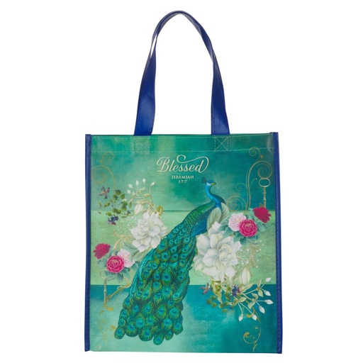 [TOT177] Tote Bag Blessed Blue Peacock