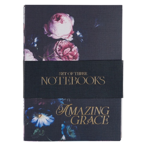 [NBS075] Notebook Set 3pc Be Still Midnight Blue Floral